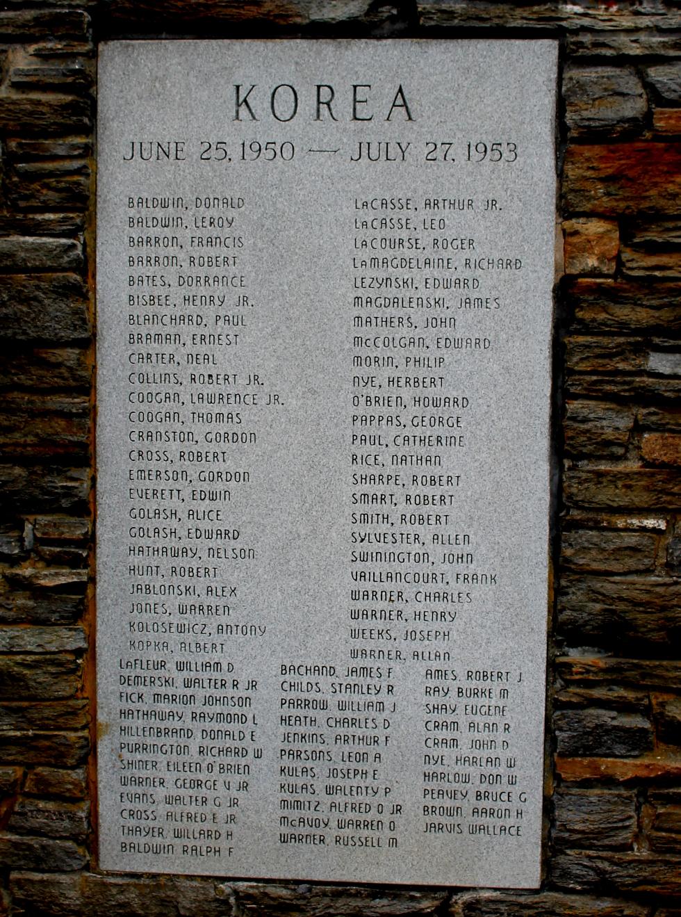 Williamsburg Massachusetts Korean War Veterans Memorial