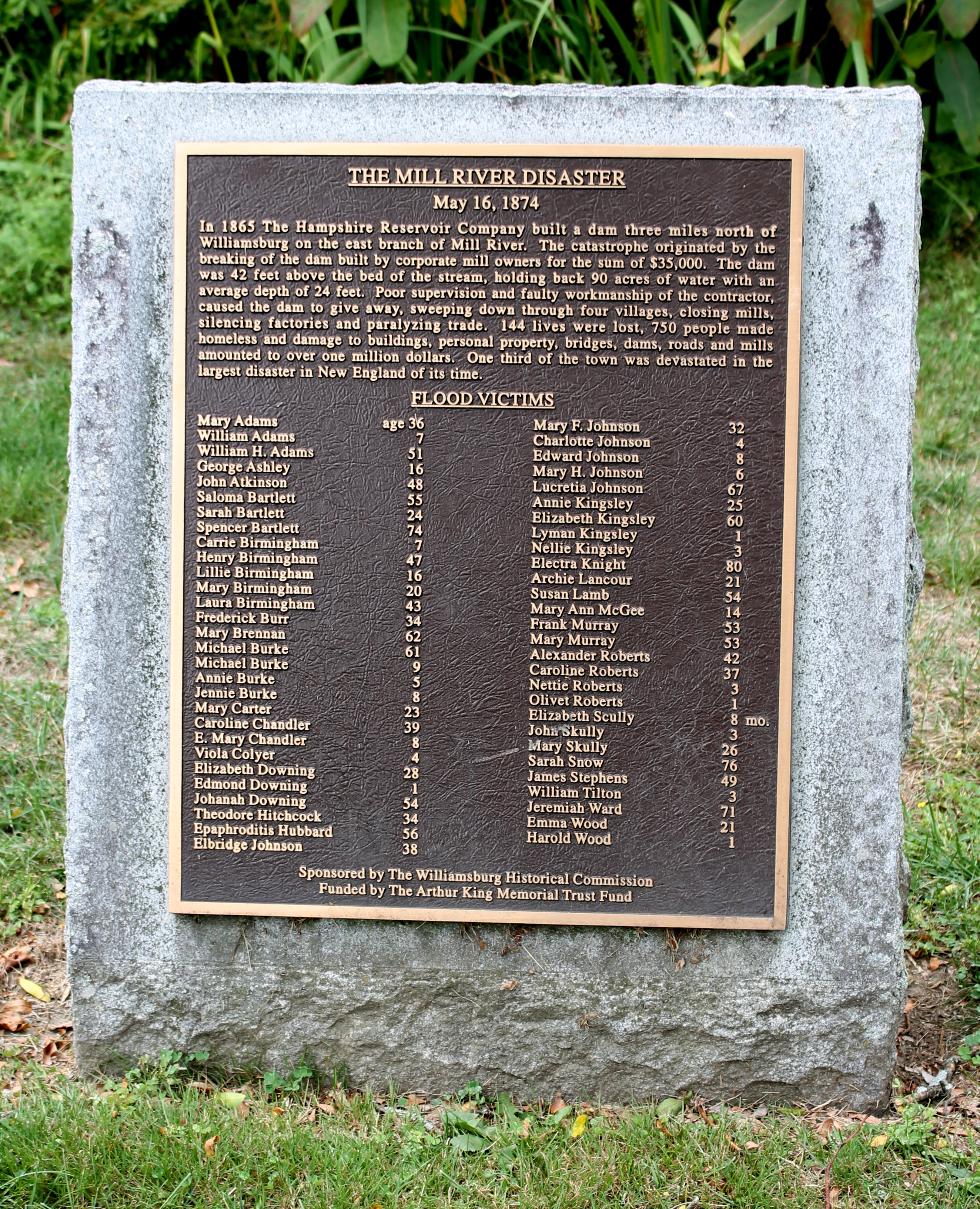 Williamsburg Massachusetts Mill River Flood Memorial