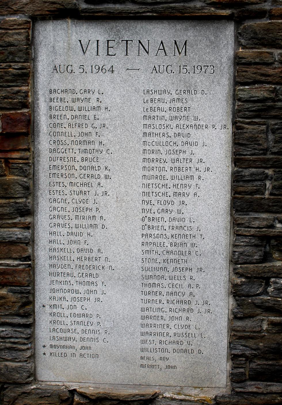 Williamsburg Massachusetts Vietnam War Veterans Memorial