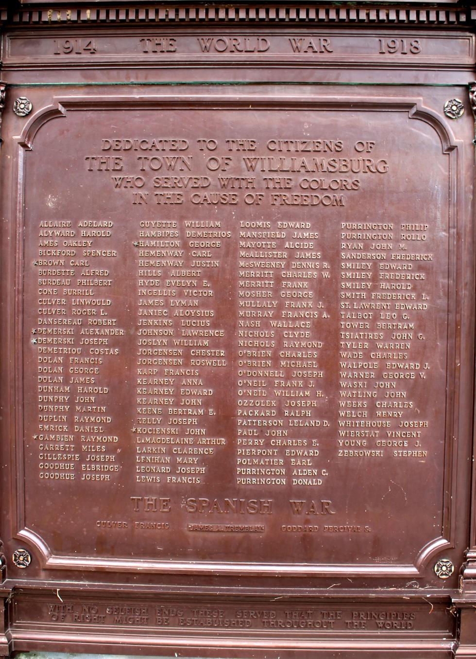 Williamsburg Massachusetts World War I Veterans Memorial