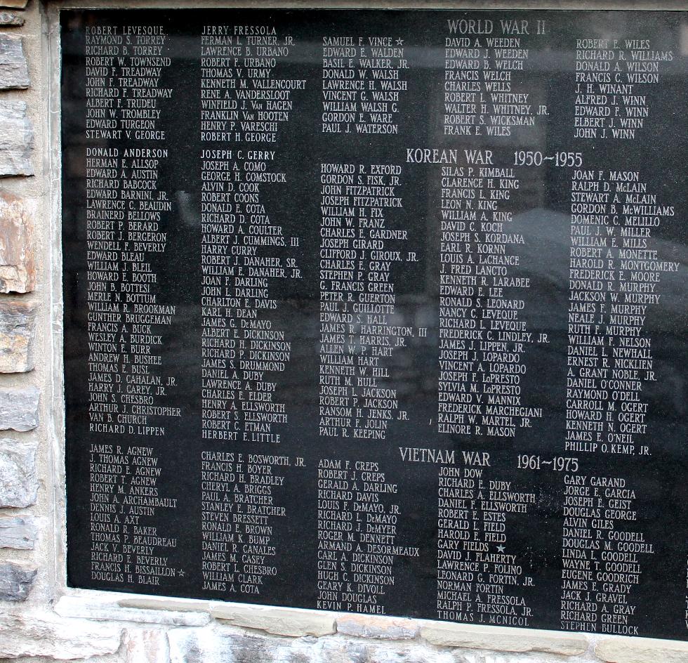 Williamstown Mass World War II, Korean War and Vietnam War Veterans Memorial