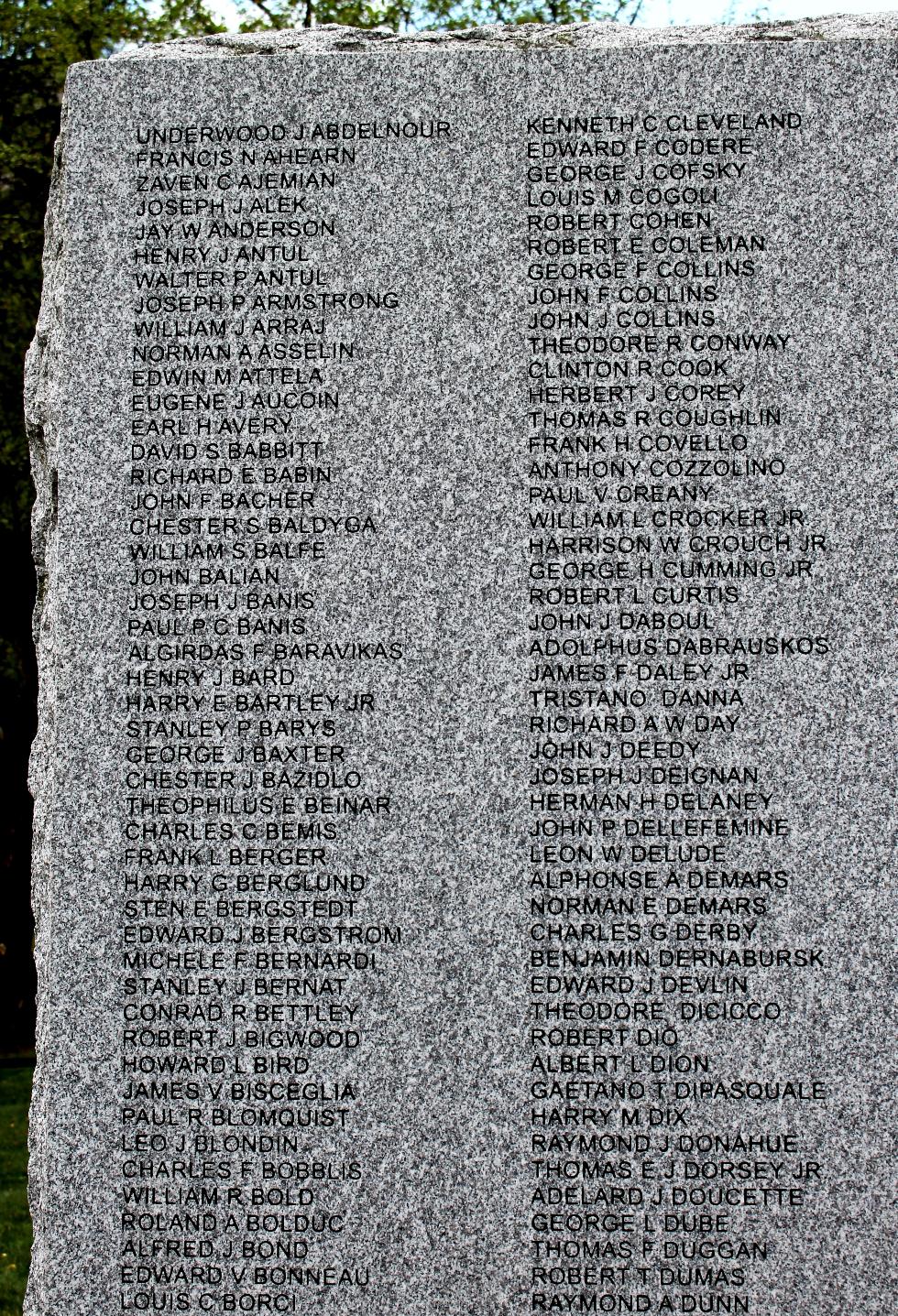 Worcester Massachusetts City Common World War II Veterans Memorial