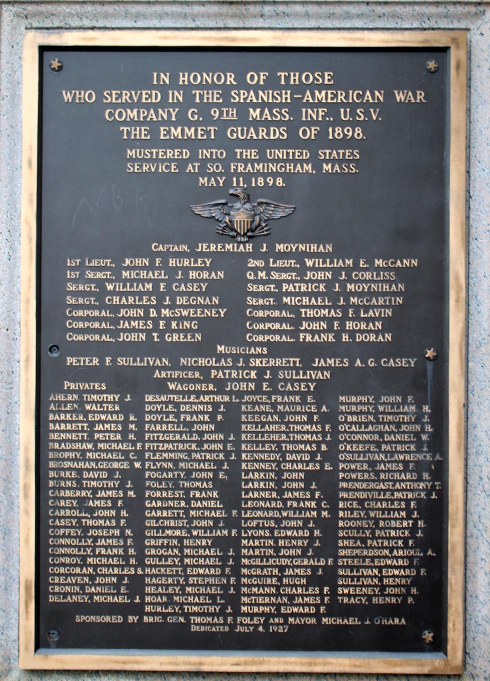 Worcester Massachusetts Spanish-American War Honor Roll