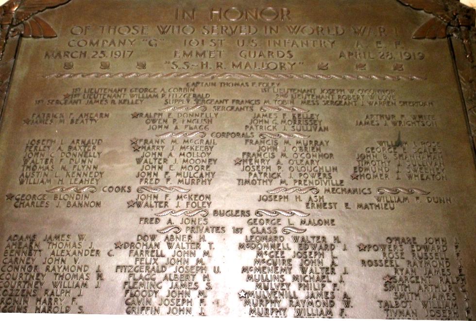 Worcester Massachusetts World War I Veterans Honor Roll