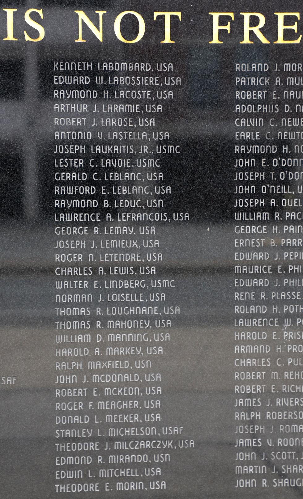 Worcester Massachusetts Korean War Veterans Memorial L-M