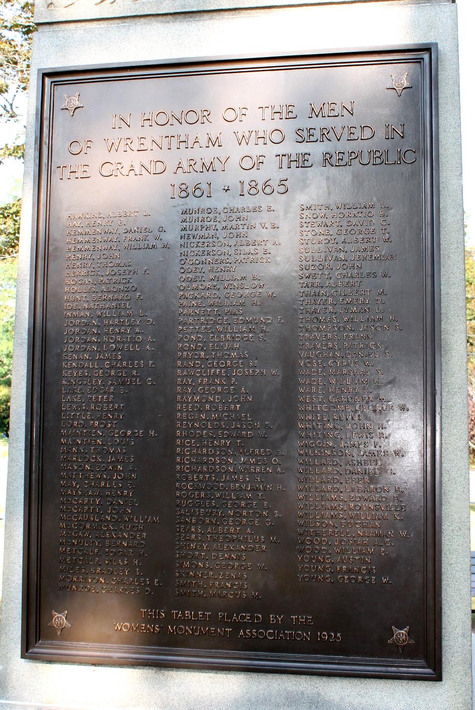 Wrentham Massachusetts Civil War Veterans Memorial