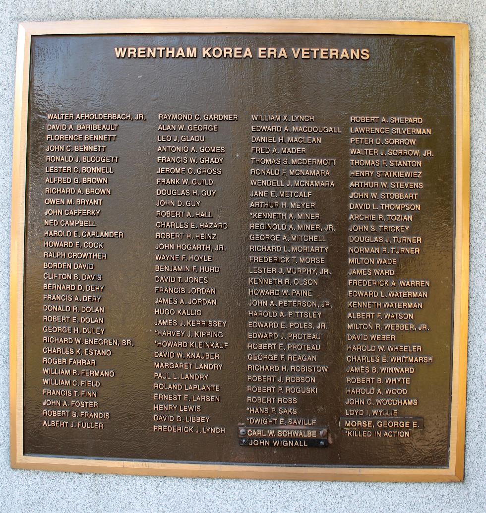 Wrentham Mass Korean War  Veterans Memorial