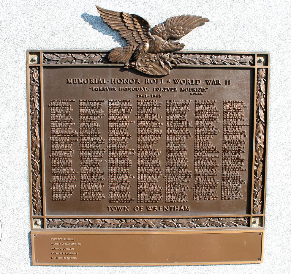 Wrentham Massachusetts World War II Veterans Monument